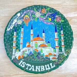 Handmade Turkish Ceramic Decorative Plate – Istanbul Mosque – Iznik Style – 9.75